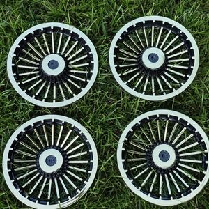 Golf Cart Hubcaps Black and Gold Set Of 4